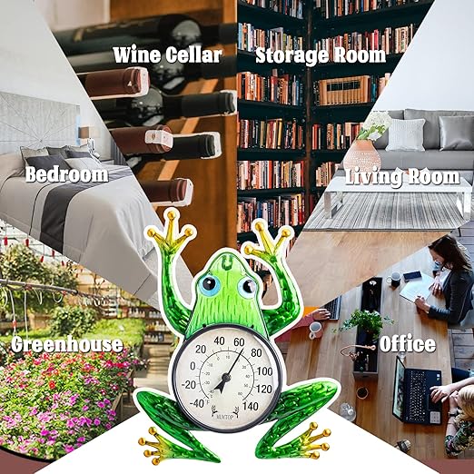MUMTOP Outdoor Thermometers for Patio - Indoor Outdoor Thermometer, Frog Wall Thermometer Wireless for Garden Home Decor