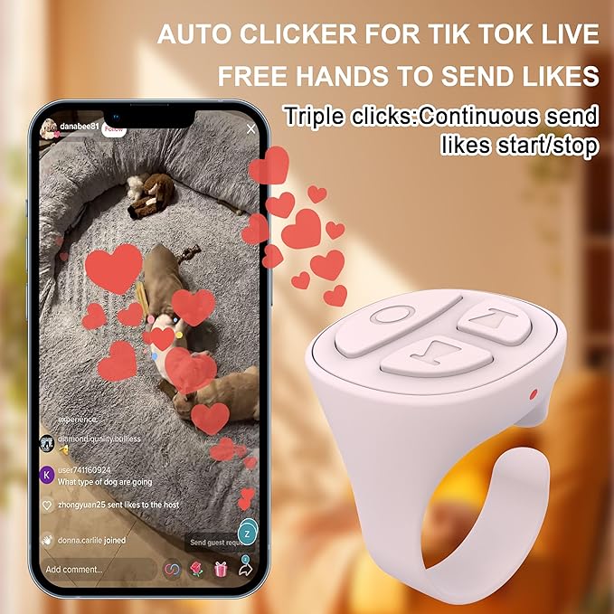 Tiktok Scrolling Ring for iPhone, Bluetooth Camera Remote Control, Remote Control for TIK Tok Scrolling Ring for iPhone, Android (Baby Pink)