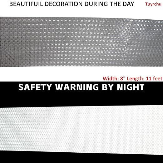 Reflective Tape White Outdoor Waterproof 8 inch, High Visibility Industrial Marking Tape, Safety Adhesive Stickers (11 feet)