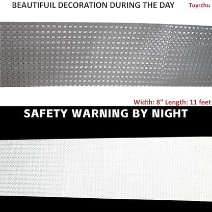 Reflective Tape White Outdoor Waterproof 8 inch, High Visibility Industrial Marking Tape, Safety Adhesive Stickers (11 feet)