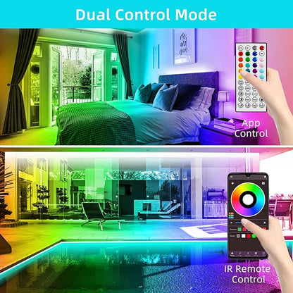 130Ft Led Strip Lights (2 Rolls of 65ft), Music RGB Color Changing,APP Control Strip Lights for Bedroom, Living Room, Kitchen, Party Decorationcontrol (Multi-Colored, 130FT)