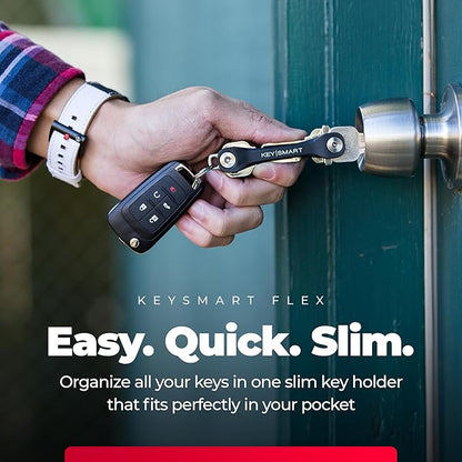 KEYSMART Key Holder for Keychain - Compact Key Organizer for Key Chain, Minimalist Clutter-Free EDC Keychains Key Ring, Black 2-Pack, 8 Keys