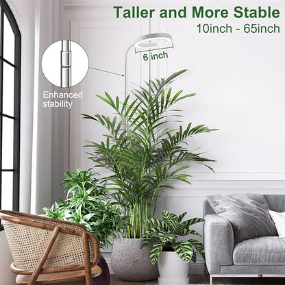 wolezek Grow Lights for Indoor Plants Full Spectrum, 80 LEDs 3 Colors Grow Light, 65in Plant Lights for Indoor Growing with 360°Gooseneck, 6/12/16H Timer, 5 Brightness, Height Adjustable, White Pair