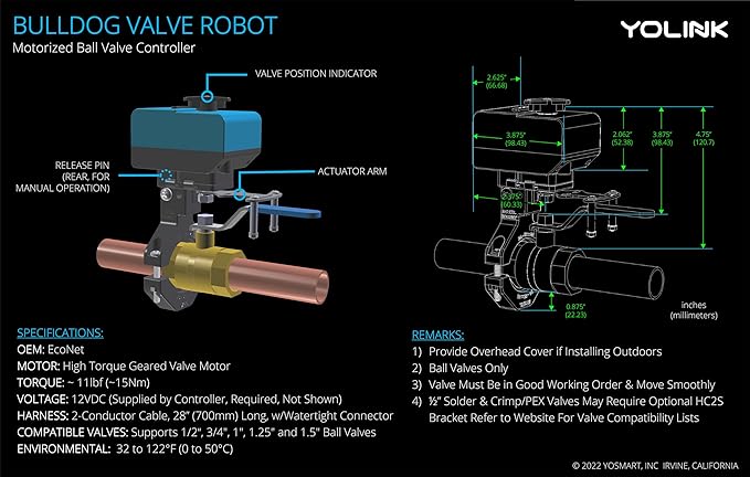 Wireless Valve Controller & Bulldog Valve Robot Automatic Water Leak Detection & Shut-Off Kit HUB Included