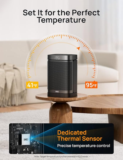 Dreo Space Heater, 1500W Portable Electric Heaters for Indoor Use, PTC Ceramic Heater for Office with Remote, Thermostat, 70°Oscillation, 12H Timer, 5 Modes, Safe Quiet Room Heater for Bedroom