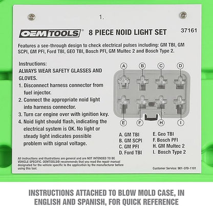 OEMTOOLS 37161 Noid Light Set, 8-Piece, Diagnose Issues in Any Automobile’s Ignition or Fuel Injection Systems, Work with Nearly Every Modern Car, Mechanics’ Tools, Come with Carrying Case