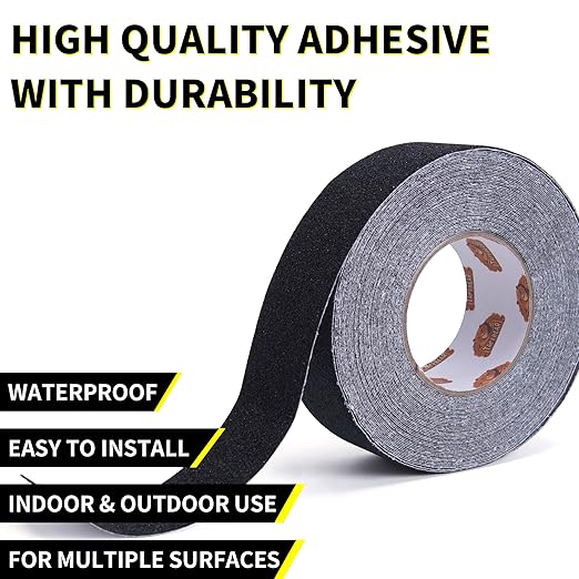 TAPEBEAR Grip Tape Anti Slip Traction Tape 4 Inch x 60Ft, Non Slip Tape Waterproof Heavy Duty Safety Tape for Indoor Outdoor Steps Stairs Treads, Strong Grip