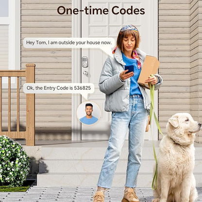 Keyless Entry Door Lock with 2 Knobs App Control Smart Locks for Front Door WiFi Door Lock Set Automatic Lock One Time Password Anti Peeping Password IP54, Satin Nickel