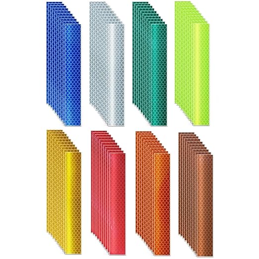 Non Fading Reflective Stickers 1 inch X 6 inch, Outdoor Waterproof High Visibility Warning Safety Adhesive Reflector (80 Pcs)