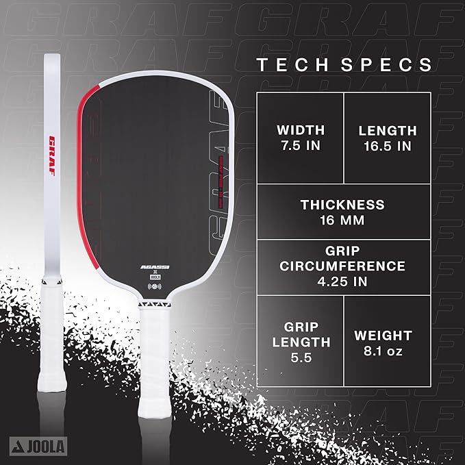 JOOLA GRAF Pro IV 16mm Pickleball Paddle w/Extended Sweet Spot - Carbon Fiber Surface Increases Spin & Control - SK Film for Power & Larger Sweet spot - UPA-A Certified - USAP Approved - NFC Chip