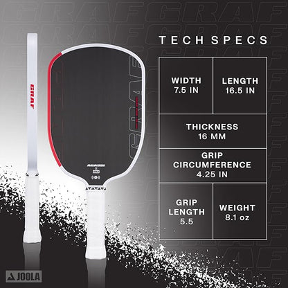 JOOLA GRAF Pro IV 16mm Pickleball Paddle w/Extended Sweet Spot - Carbon Fiber Surface Increases Spin & Control - SK Film for Power & Larger Sweet spot - UPA-A Certified - USAP Approved - NFC Chip