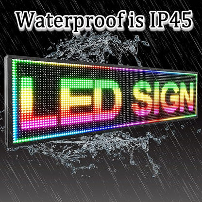 P10 Outdoor RGB Full Color WiFi Programmable Bright LED Scrolling Message Display Board 65”x14” Led Sign, Led Digital Sign Board, Perfect Solution for Store Advertising