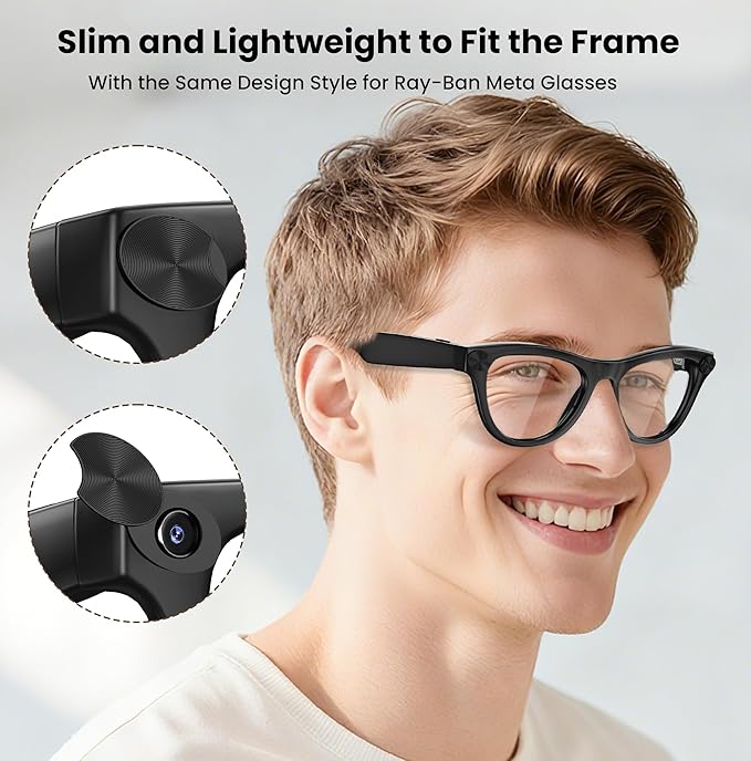 Camera Privay Cover for Ray-Ban Meta Glasses, Adjustable Lens Protector Set for Wayfarer/Skyler/Headliner(Gen 1&Gen 2) Smart Glasses Accessories 9PCS Black
