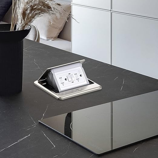 KYHSHJ Pop Up Floor Electrical Outlet with 20 Amp Stainless Steel GFCI Tamper Receptacle Outlet, Corrosive Resistant Hardware，ETL Listed，(Stainless Steel Color)