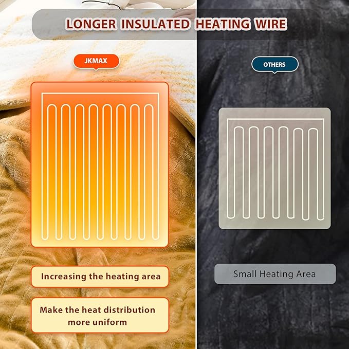 Heated Electric Blanket Queen Size - 84"x90" Flannel Heating Blanket with 10 Heating Levels & 5 Time Settings Over-Heat Protection, Winter Warmer for Adults with ETL Certification（Ivory）