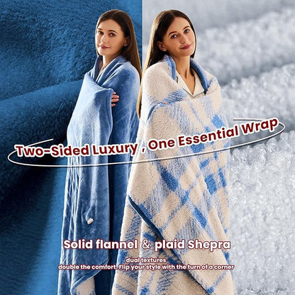 Heated Electric Blanket King Size - 100"x90" Flannel Heating Blanket with 10 Heating Levels & 5 Time Settings Over-Heat Protection, Winter Warmer for Adults with ETL Certification（Light Blue）