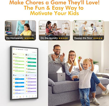 27" Digital Calendar Chore-Chart for-Family-Schedules - Smart Wall Touchscreen Interactive Display for Family To Do List, Auto-Sync Google iCloud Outlook Calendars, Streamline Household Organization