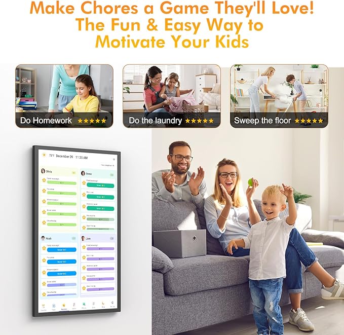 Smart Digital Picture Frame Calendar-for-Family-Planner - Nethgrow 24" Touchscreen Interactive Display Electronic Calendar for Family to Do List, Auto-Sync Google iCloud Outlook, Wall Mountable
