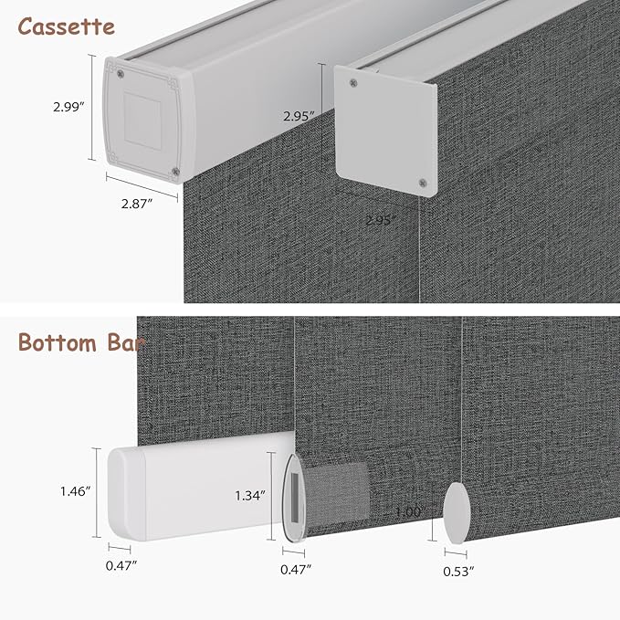 Motorized Roller Blinds with Remote, 100% Blackout Automatic Roller Shades for Bedroom, Bathroom, and Living Room, Customized Size, Starry Gray