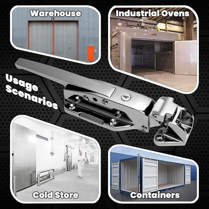 New Upgraded Walk in Cooler Door Handle, Walk in Cooler Door Closer Complete Latch Kit, Freezer Doors Handle, Offset -1/8 in to 1/4 in(Flush) and 5.9" Solid Metal Interior Release Handle