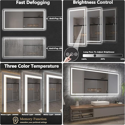 LED Bathroom Mirror with Lights, Wall Mirrors