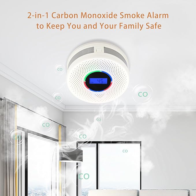 5Pack Upgraded Interlinked Smoke Carbon Monoxide Detector, Battery Powered&Wireless Interconnected Smoke and CO Alarm, Transmission Range of Over 820 ft (Includes Battery)