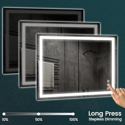 32"x 40" Bathroom Mirror for Over Sink, Anti-Fog LED Bathroom Mirror with Lights, Memory 3 Colors Modes & Dimmable Bathroom Vanity Mirror