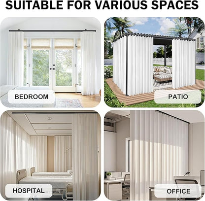 Aluminum Ceiling Curtain Track Set with Hooks Ceiling Mount and Wall Mount Room Divider Sliding Curtain Tracks Rods Flexible Heavy Duty Curtain Rail Hook Sets,Black,18FT