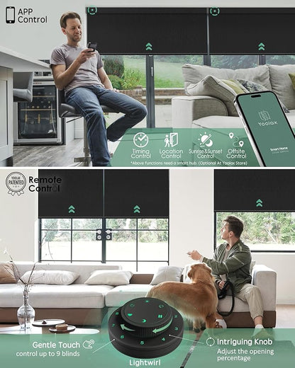 Yoolax Motorized Blinds with Remote, Smart Blinds for Windows Blackout Automatic Shades Compatible with Alexa Remote Control Roller Window Shades with Valance, Custom Size (V-Midnight Stripe)