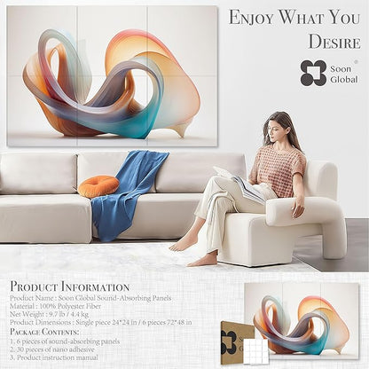 Acoustical Wall Panels, 72 X 48 Inches Art Acoustic Panels, Decorative Acoustic Panels, Acoustic Wall Panels, Sound Absorbing Wall Art, Fluid