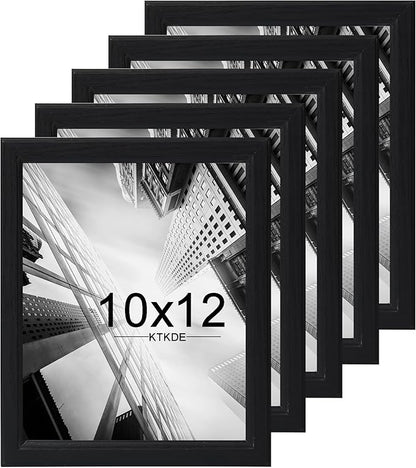 KTKDE 10x12 Picture Frame Set of 5,Black Wooden frames, Vertical & Horizontal Wall Hanging for Wall or Tapletop Display,Studio Gallery Photo Frame for Photos, Posters & Art Prints