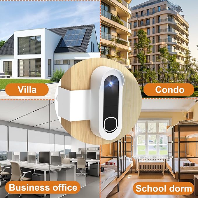 Anti-Theft Doorbell Mount Compatible with Arlo Video Doorbell 2K/HD (2nd Gen), Easy Installation, No-Drill Door Mount Cover Holder Accessories for Apartments Home Rentals, Not for Security Door(White)