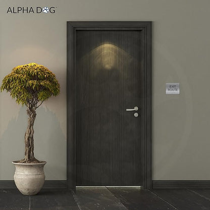 ALPHA DOG ADA SIGNS - Exit Route Sign with Braille for Your Business, 5x6 Inch, ADA Compliant, Indoor or Outdoor, Easy Installation, Made in the USA, Brushed Metal