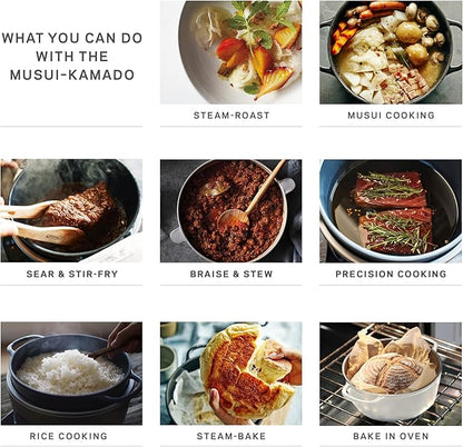 Vermicular Musui–Kamado (RICEPOT) | Cast Iron Induction Cooker | Precision Multicooker | Japanese Rice Cooker | Slow Cooker | Non-Toxic Enameled Cast Iron Pot | Sea Salt | US Model (120V)