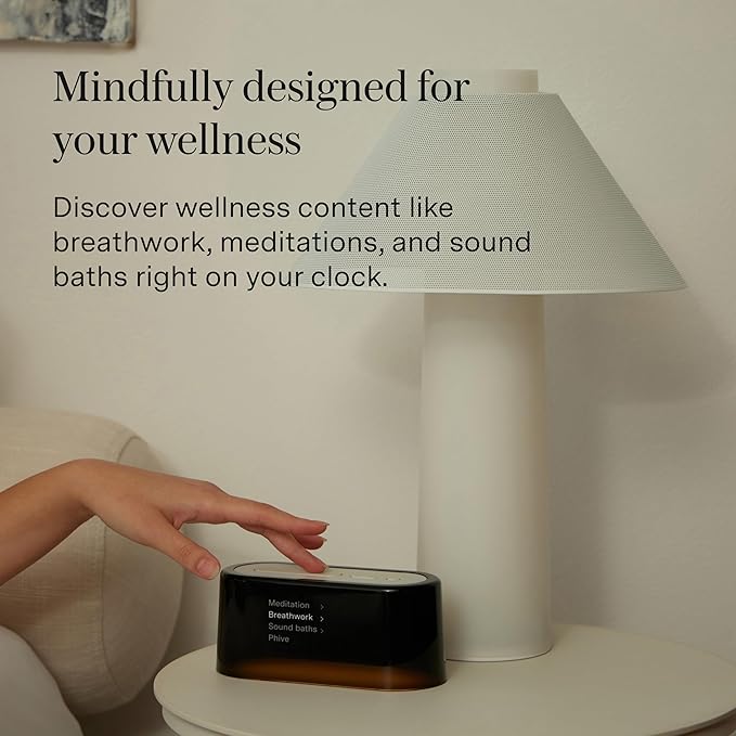 Loftie Alarm Clock with Sound Machine – Smart Alarm Clock w/Light, White Noise, Bluetooth Speaker, Night Light, 100+ Sounds, Blackout Mode, No WiFi Mode, Optional Subscription, White