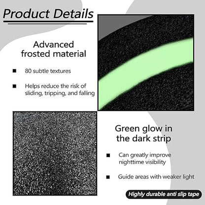 Huakaile Glow in The Dark Tape Anti Slip Grip Tape, 1.96" x 16.4Ft Luminous Reflective Tape, Waterproof Non Skid Traction Tape Strips for Outdoors Steps Indoor Stairs Treads Ladder Floor