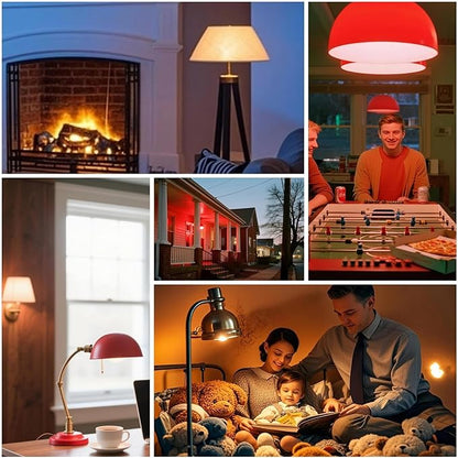 3 Color Temperature LED Bulb E26 Medium Base 60W Equivalent, 2700K Warm White and Red Color Changing Light Bulb 3CCT A19 LED 6W Clear Glass, Not Dimmable, 2 Pack