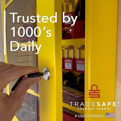 TRADESAFE Lockout Tagout Cabinet - 75 Pieces Loto Devices, Loto Locks, Lockout Hasp, Lock Out Tags, Circuit Breaker Lock, Cable Lock, Plug Lock, Lockout Tagout Station with Movable Shelf Partitions