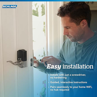 Schlage FE789WBCEN619LAT Encode Century WiFi Latitude Lever Smart Keyless Entry Touchscreen Door Lock, Satin Nickel (Pack of 4)