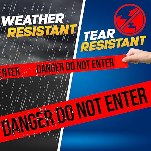 Danger Do Not Enter Tape 6 Pack 3 inch X 1000 feet • Sharp Red with a Bold Black Print for High Visibility • Tear Resistant Design
