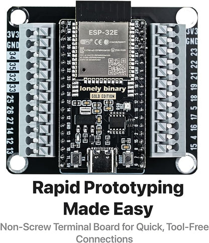 3-Pack ESP32 Gold Edition Kit WiFi Bluetooth Dual-Core MCU with Breakout Boards (Screw/Non-Screw Expansion Board) Tutorials -Type-C ESP32 Prototyping Kit Compatible with Arduino IDE