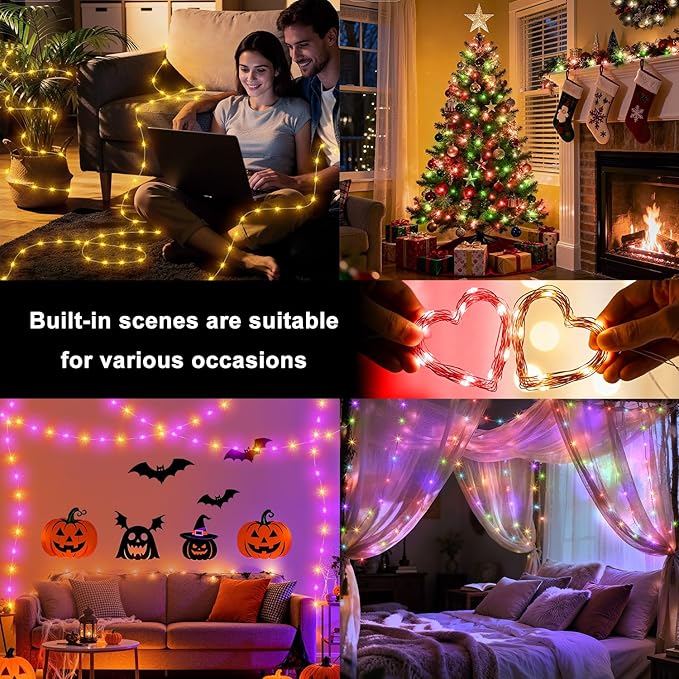 OMIKA 100FT 300 LED Smart Fairy Lights, Plug in String Lights with APP & Remote Control DIY Music Sync, Warm White & Color Changing Christmas Lights for Outdoor Indoor Bedroom Party Dorm Decoration