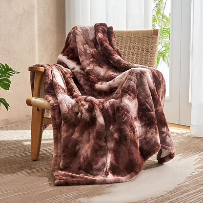 Electric Heated Blanket 84"x90",Luxury White Coffee Faux Rabbit Fur Electric Queen Blanket,Fast Heating Soft Fluffy Thick Electric Blanket with 6 Heating Levels & 12H Auto Off