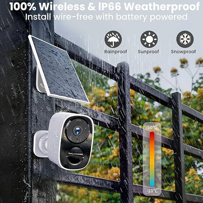 2025 Upgraded 2K Security Cameras Wireless Outdoor with Solar Panels, Free Cloud Storage, AI Motion Detection Spotlight Siren Alarm Outdoor Camera Wireless, 2-Way Talk, IP66 Waterproof