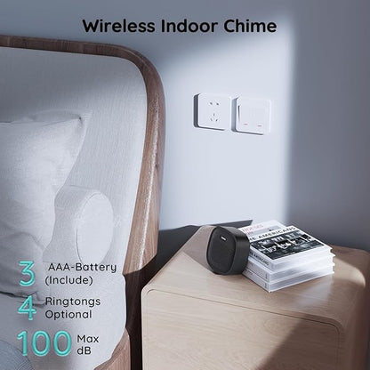 BOIFUN Doorbell Camera Wireless – No Subscription Required, 2K HD, 166° Wide View, 2.4 GHz Wi‑Fi Only, HDR Night Vision, Motion Alerts, Two‑Way Audio & Battery Video Doorbell with Chime