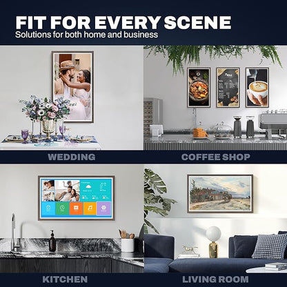 32 Inch FHD Extra Large Digital Picture Frame Touchscreen, 64GB FHD IPS WiFi Digital Photo Frame Remote, Share Photo/Video via Apps, Email, Auto-Rotate, Dark Wood Pattern