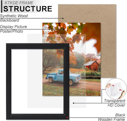 KTKDE 8x10 Picture Frame Set of 3,black Wooden frames, Vertical & Horizontal Wall Hanging for Wall or Tapletop Display,Studio Gallery Photo Frame for Photos, Posters & Art Prints