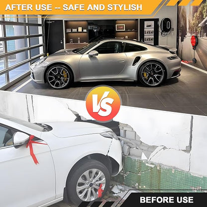 Adjustable Garage Parking Sensor Aid with with Red/Yellow/Green LED Display, Garage Parking Aid Set Stop Distance 6"–6 ft, Battery (Not Included) or USB Powered, No-Drill Installation(Black)