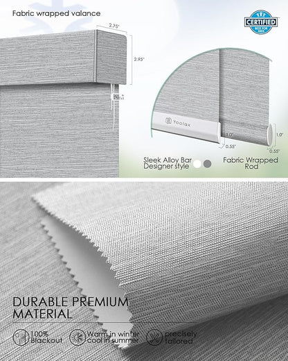 Yoolax Smart Blinds, Motorized Matter Roller Shades Blackout Automatic Blinds for Windows Motorized Shades Compatible with Alexa, Google Home, Homekit(Blackout Foggy Grey)