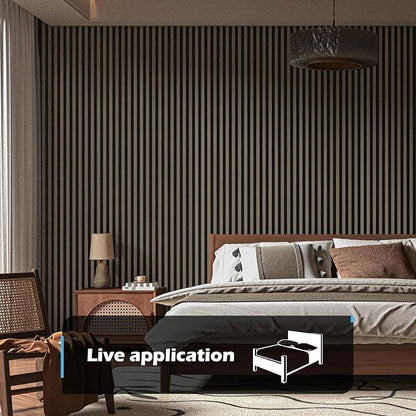 Art3d 2-Pack 108" x 12" Acoustic Wood Panels for Wall, Soundproof Wood Slat Panel for Wall and Ceiling, 3D Fluted Sound Absorbing Paneling for Interior Wall Decor, Living Room, Bedroom - Walnut